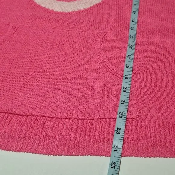 BiBi Hooded Short Sleeve Sweater Women's Medium Smiley Face Spring Summer Beach - Picture 5 of 7